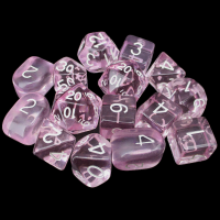 Role 4 Initiative Translucent Pink & White 15 Dice Polyset with Arch D4s