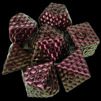 TDSO Metal Pink Iridescent Dragon Scale 7 Dice Polyset