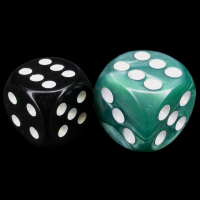 Role 4 Initiative Marble Green & White 18mm D6 Spot Dice