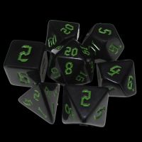 TDSO Gothic Script Opaque Black &amp; Green 7 Dice Polyset