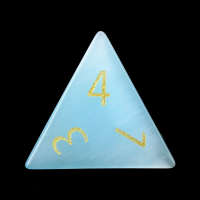 TDSO Cats Eye Mint Blue with Engraved Numbers 16mm Precious Gem D4 Dice