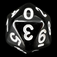 Koplow Opaque Black & White D20 - Numbered 0-9 Twice