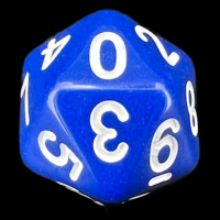 Koplow Opaque Blue & White D20 - Numbered 0-9 Twice