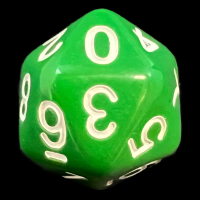 Koplow Opaque Green & White D20 - Numbered 0-9 Twice