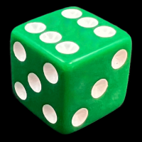 Koplow Opaque Green & White Square Cornered 16mm D6 Spot Dice