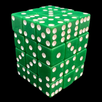 Koplow Opaque Green & White Square Cornered 36 x D6 Dice Set