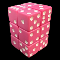 Koplow Opaque Pink & White Square Cornered 12 x D6 Dice Set