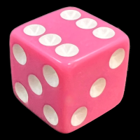 Koplow Opaque Pink & White Square Cornered 16mm D6 Spot Dice