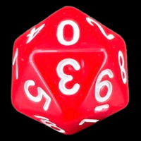 Koplow Opaque Red & White D20 - Numbered 0-9 Twice