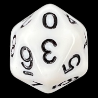 Koplow Opaque White & Black D20 - Numbered 0-9 Twice