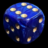 UK Made Dice Lustrous Pearl Dark Blue with Gold D6 Spot Dice