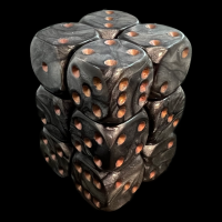 UK Made Dice Lustrous Pearl Graphite with Copper 12 x D6 Dice Set