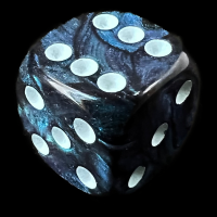 UK Made Dice Lustrous Pearl Shadow Teal with Light Blue D6 Spot Dice