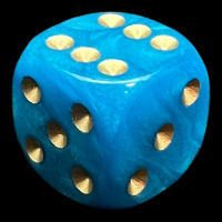 UK Made Dice Lustrous Pearl Teal with Gold D6 Spot Dice