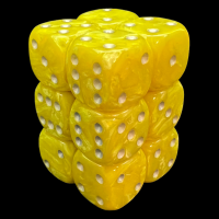 UK Made Dice Lustrous Pearl Yellow with Silver 12 x D6 Dice Set