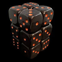 UK Made Dice Opaque Black with Copper 12 x D6 Dice Set