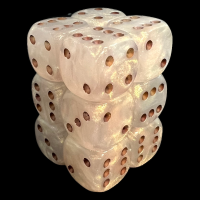 UK Made Dice Pearl Shimmer Ice with Gold 12 x D6 Dice Set