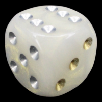 UK Made Dice Pearlescent Champagne With Gold/Silver 16mm D6 Spot Dice