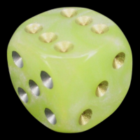 UK Made Dice Pearlescent Lemon With Gold/Silver 16mm D6 Spot Dice