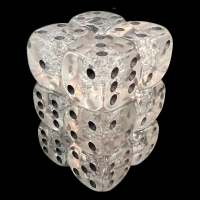 UK Made Dice Translucent Diamond Bubble with Silver 12 x D6 Dice Set