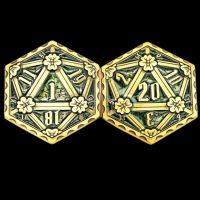 TDSO Metal Crit & Miss Ancient Golden & Green Enamel D2 Dice Coin