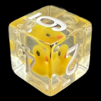 TDSO Encased Duck - Yellow - Clear & White D6 Dice