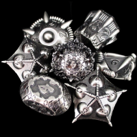 TDSO Metal Ancient Dragon Antique Silver Unusually Shaped 7 Dice Polyset
