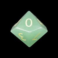 TDSO Aventurine Green with Engraved Gold Numbers Precious Gem D10 Dice