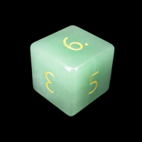 TDSO Aventurine Green with Engraved Gold Numbers Precious Gem D6 Dice