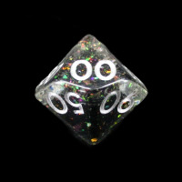 TDSO Confetti Mica Black Rainbow Glitter Percentile Dice - DISCONTINUED