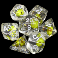 TDSO Encapsulated Flower Lavender & Yellow 7 Dice Polyset
