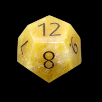 TDSO Jade Yellow with Engraved Numbers 16mm Precious Gem D12 Dice