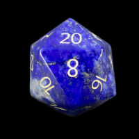 TDSO Lapis Lazuli with Engraved Numbers 16mm Precious Gem D20 Dice