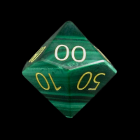TDSO Malachite with Engraved Numbers 16mm Precious Gem Percentile Dice