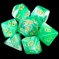 TDSO Marble Bright Green & White 7 Dice Polyset