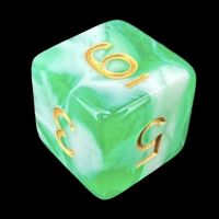 TDSO Marble Bright Green & White D6 Dice