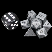 TDSO Metal Antique Silver MINI 10mm 7 Dice Polyset in Tube