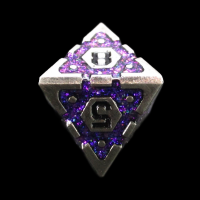 TDSO Metal Magic Shield Silver & Mica Rainbow Purple D8 Dice