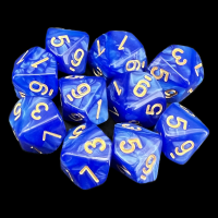 TDSO Pearl Blue & Gold 10 x D10 Dice Set