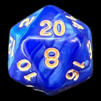 TDSO Pearl Blue & Gold D20 Dice
