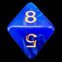 TDSO Pearl Blue & Gold D8 Dice
