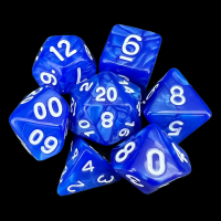 TDSO Pearl Blue & White 7 Dice Polyset
