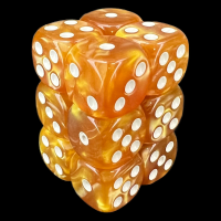 TDSO Pearl Golden & White 12 x D6 Dice Set