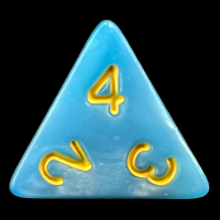 TDSO Pearl Light Blue & Yellow D4 Dice
