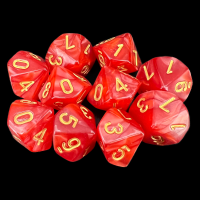 TDSO Pearl Red & Gold 10 x D10 Dice Set