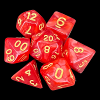 TDSO Pearl Red & Gold 7 Dice Polyset