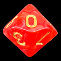 TDSO Pearl Red & Gold D10 Dice