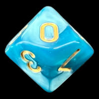 TDSO Pearl Teal & Gold D10 Dice