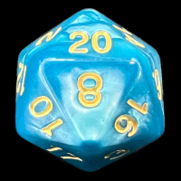 TDSO Pearl Teal & Gold D20 Dice