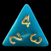 TDSO Pearl Teal & Gold D4 Dice